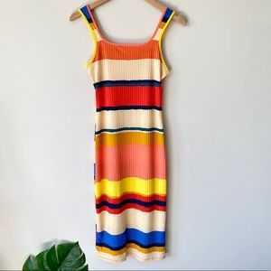 RD STYLE Sunset Stripe Tank Dress Bodycon Midi NWT